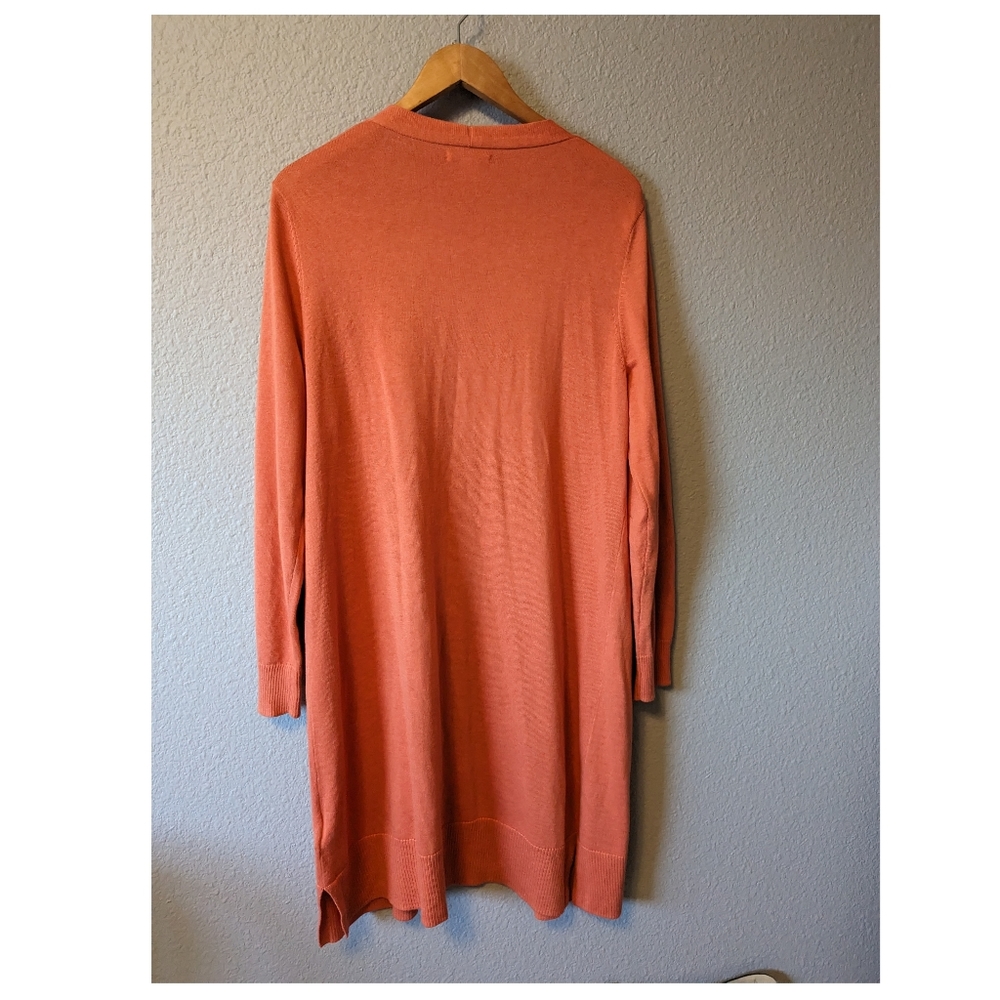 Peach Cardigan Sweater Long Sleeves Open Front W/Pockets Sz. L - Picture 8 of 10
